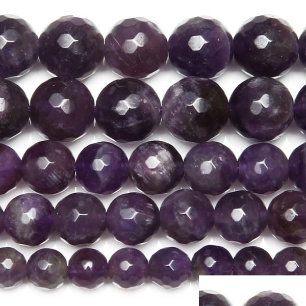 

stone 8mm natural stone faceted purple amethysts quartz loose beads 15 strand 4 6 8 10 mm for jewelry making bracelet drop delivery 2 dh9er, Black