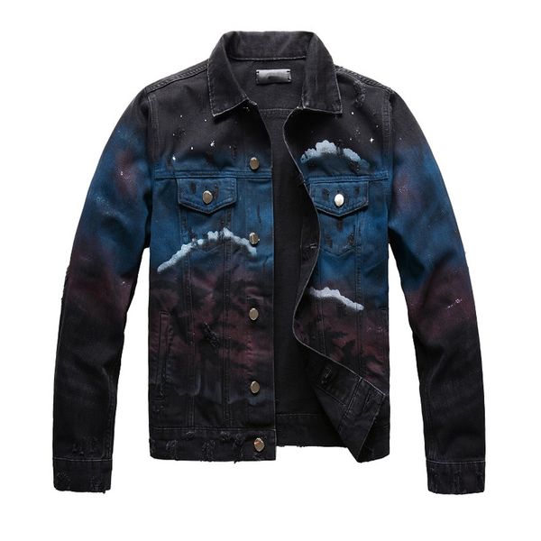 

designer jacket men jacket couple jackets winter cotton fashion outdoor coat geometric printed denim coats streetwear zipper hole hip hop cl, Black;brown