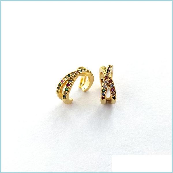 

stud fashion cuff earring with gold filled cz rainbow cubic zirconia wedding party women girl jewelry er960 drop delivery 2022 earrin dhu5m, Golden;silver
