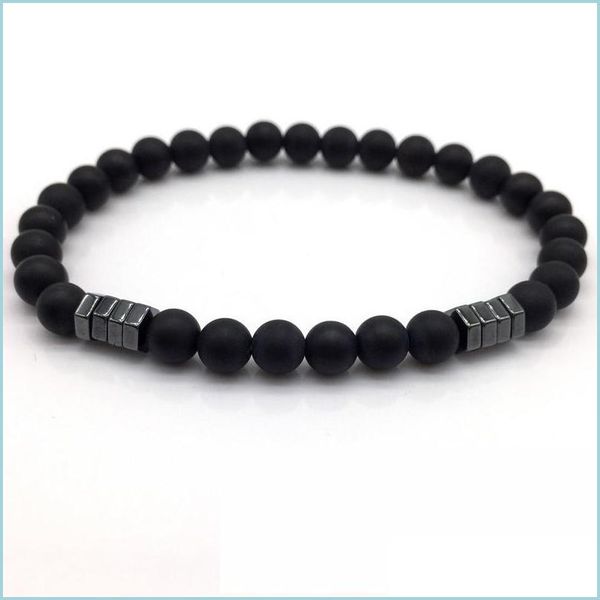 

beaded new fashion stone bead charm bracelet men jewelry 6mm matte with column hematite for gift drop delivery 2022 bracelets dhjwa, Black