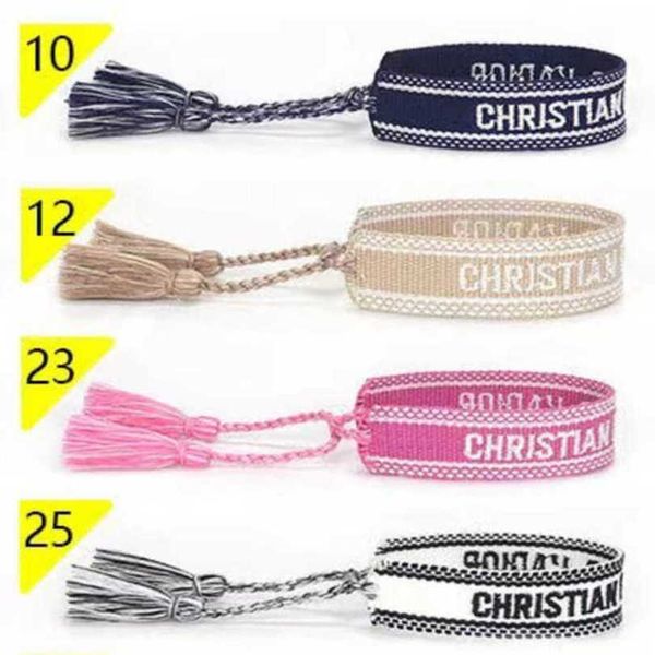

women's luxury fashion bracelets d brand bangle designer embroidery wrist rope bohemia tassel hand woven bracelet men's girl simpl, Black