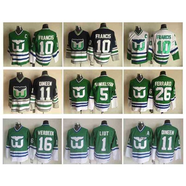 

95 retro vintage hartford whalers jersey 10 ron francis 1 mike liut 11 kevin dineen 16 patrick verbeek 26 ray ferraro 5 ulf samuelsson nhl&#, Black