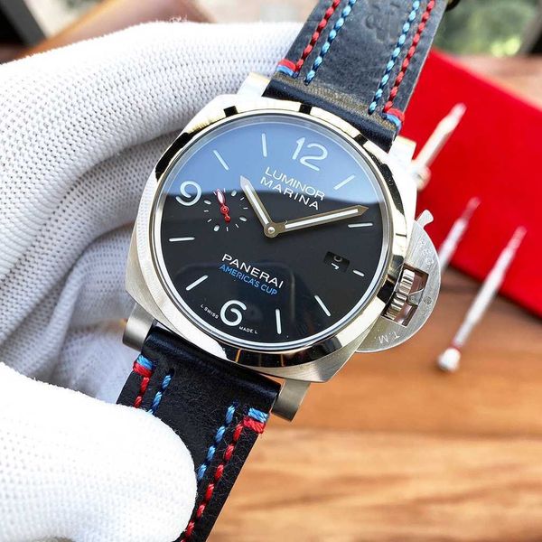 

luxury watches for mens mechanical watch paneraiss swiss automatic movement sapphire mirror 44mm imported leather watchband brand italy spor, Slivery;brown