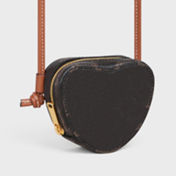 

crossbody micro heart bag in triomthe canvas leather designer gold finishing wallet neck carry zipped closure handbag hearts shoulder bag wo