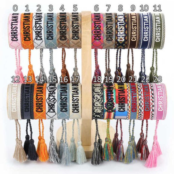 

fashion women's bracelets luxury brand d designer bangle jewelry embroidered word bracelet letter rope woven tassel simple trinket girl, Golden;silver