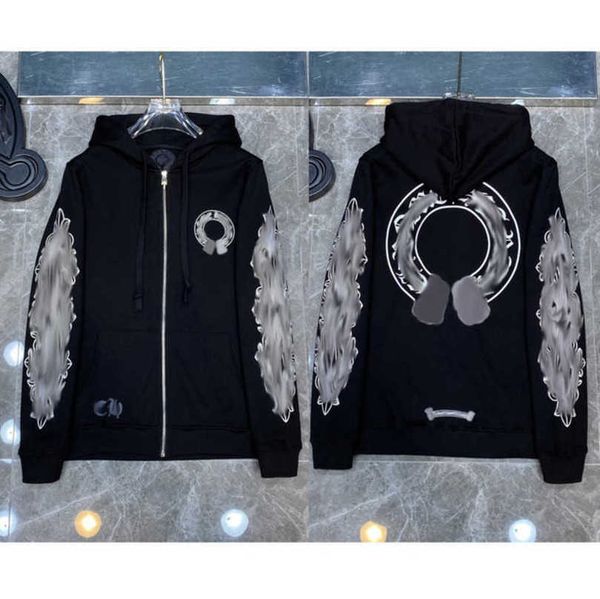 

mens fashion luxury sweatshirts designer hoodies sanskrit sweater zipper hooded cross pullover hoodie casual men women coat sweatshirt jack, Black