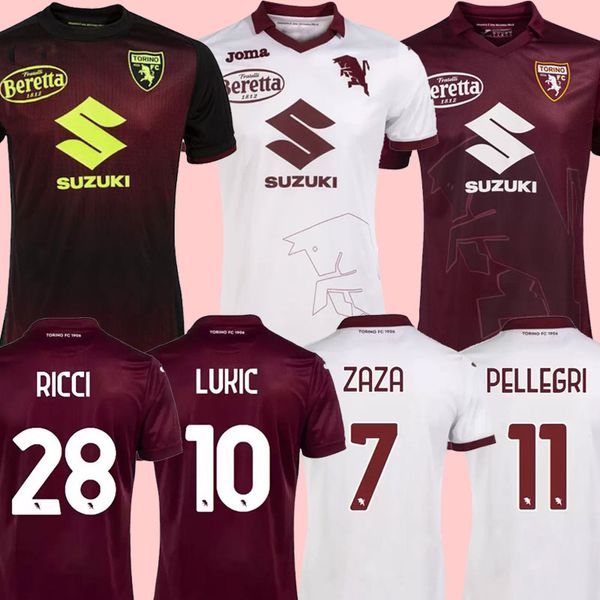 

22 23 torino fc zaza ricci mens soccer jerseys zima t. sanabria lukic pellegri singo seck home away 3rd football shirt, Black;yellow