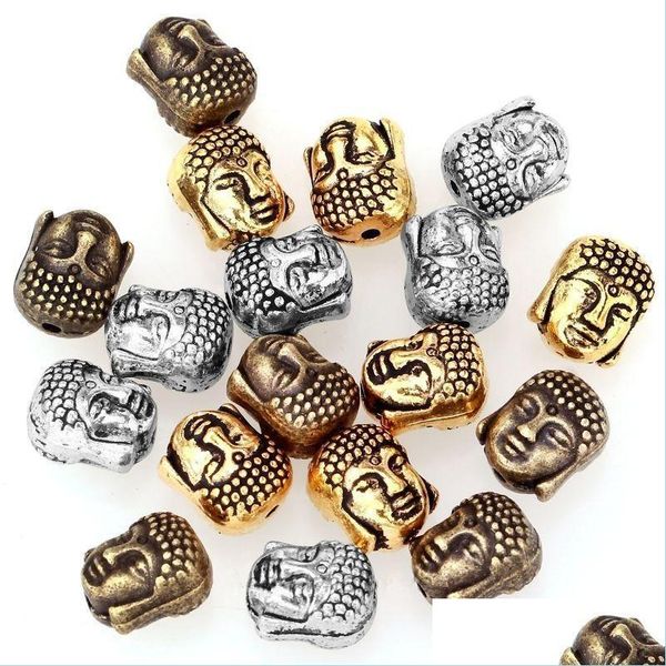

other 20pcs/lot 10x8mm metal buddha beads charm tibetan sier spacer for bracelet jewelry making diy accessories vintage drop deliver dh4yj, Blue;slivery