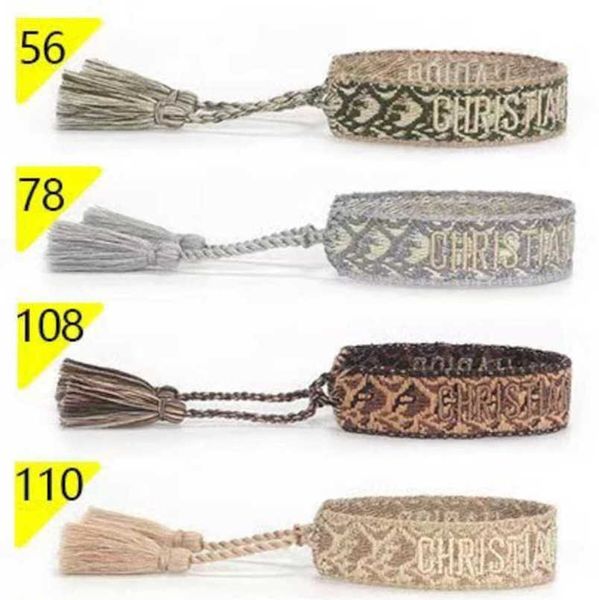 

fashion women luxury bracelets brand bangle d designer jewelry bohemian female embroidered letter hand woven tassel rope bracelet men girl f, Black
