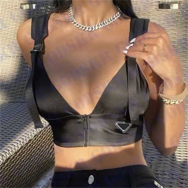 

womens brand tanks underwear black t shirt triangle logo tube for women sling tank top, White