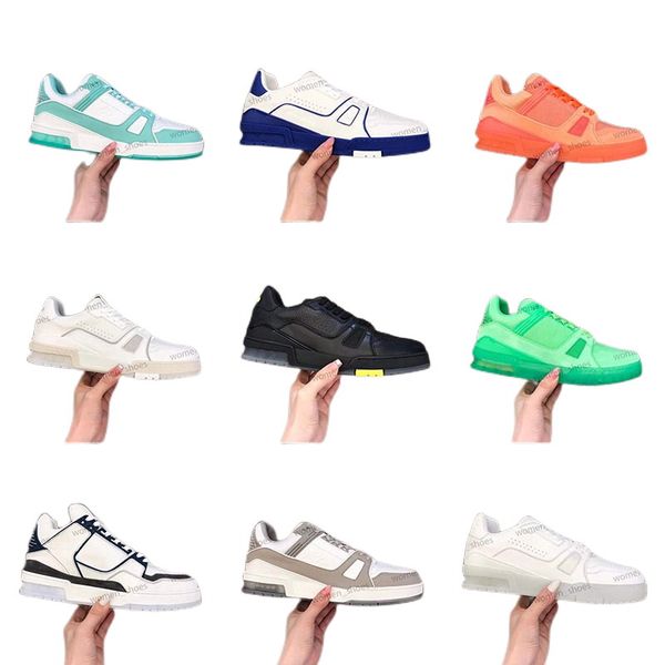 

2022 luxury designer men women casual shoes classic patent flat trainers genuine for leather loafers scarpe mens womens sneakers, Black