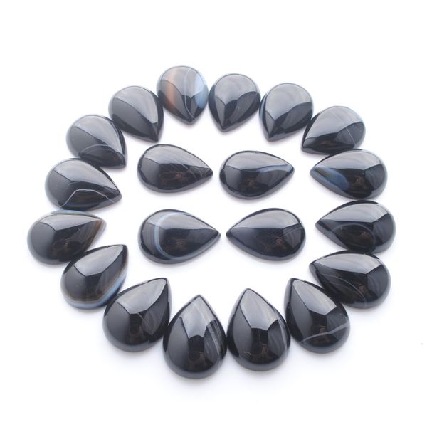 

natural stripe black agate gemstones teardrop 13x18mm cabochon no hole loose beads for diy jewelry making earrings bracelets necklace rings