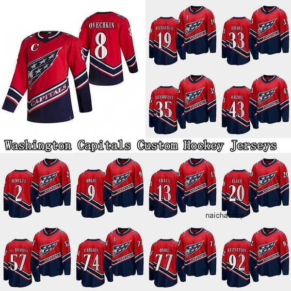 

8 alex ovechkin custom washington capitals 2021 reverse retro jersey henrik lundqvist nickla backstrom tom wilson braden holtby john carlson, Black