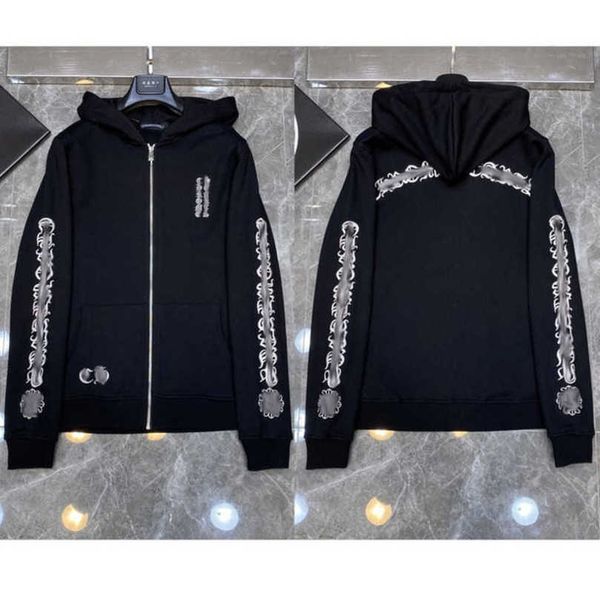 

fashion mens luxury jackets sweatshirts ch designer hoodies zipper sanskrit graffiti hooded sweater cross pullover hoodie casual women coat, Black;brown