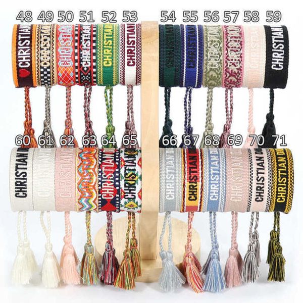 

fashion women luxury bracelets brand d designer bangle jewelry bohemian female embroidered letter hand woven tassel rope bracelet men girl f, Golden;silver