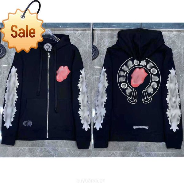 

wbim men's hoodies sweatshirts new chrome brand loose mens classic ch designer hoodie horseshoe sanskrit print luxury jacket pullover h, Black