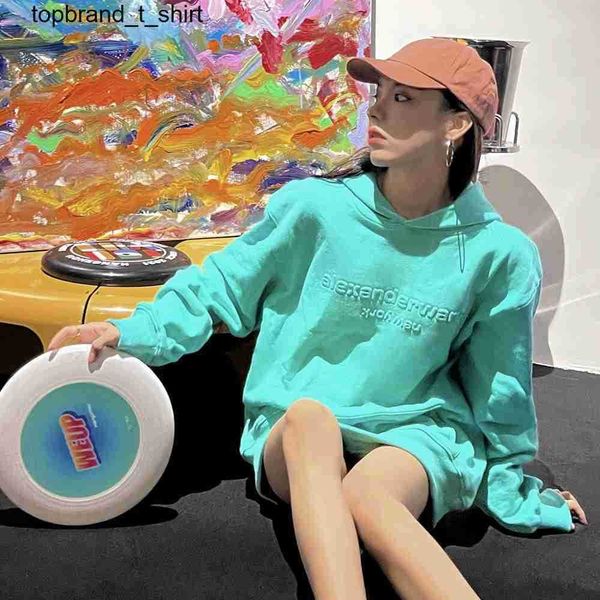 

women's hoodies designer sweatshirts alexanders winter new family foaming letter printing round neck sweater wangs short loose long sle, Black