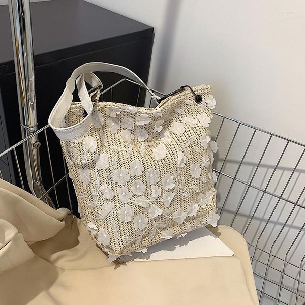 

evening bags spring straw lace bag women's one-shoulder large capacity woven beach