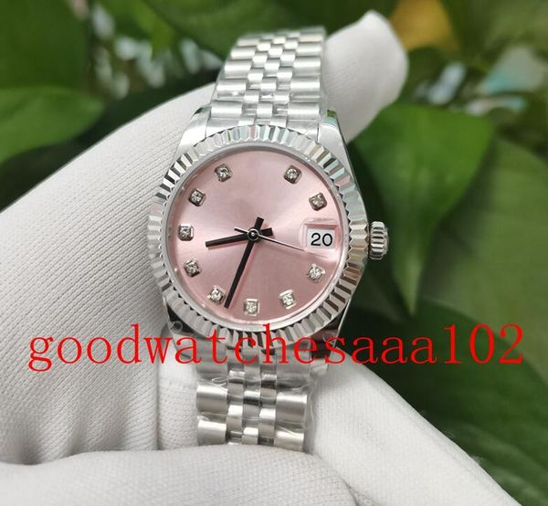 

new version women's fashion wristwatches 31mm red dial 178274 178274-0012automatic 2813 movement 18 k white gold luxury ladies watche, Slivery;brown