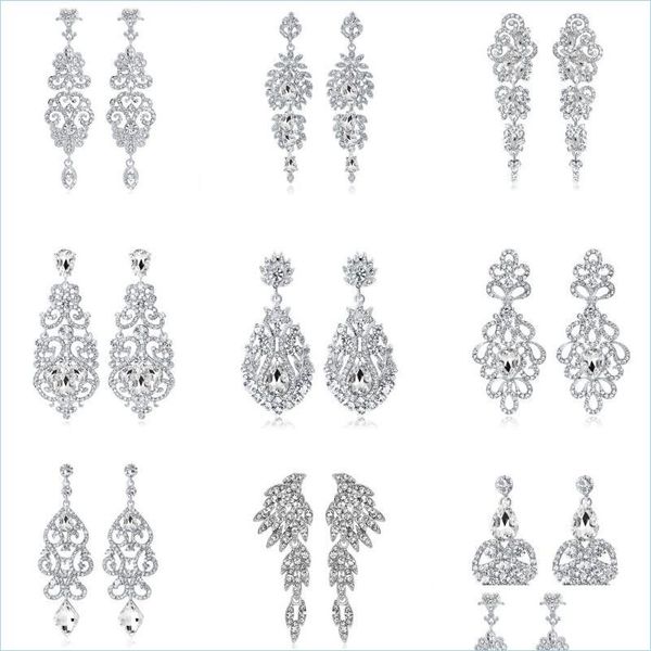 

dangle chandelier luxury cubic zirconia long drop earring for women wedding dangle earrings party indian jewelry accessories gift dhu7h, Silver