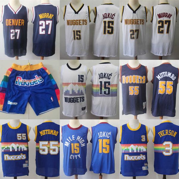 

denver''nuggets''men jersey dikembe 55 mutombo allen''3''iverson nikola 15 jokic''jamal 27, Black;red