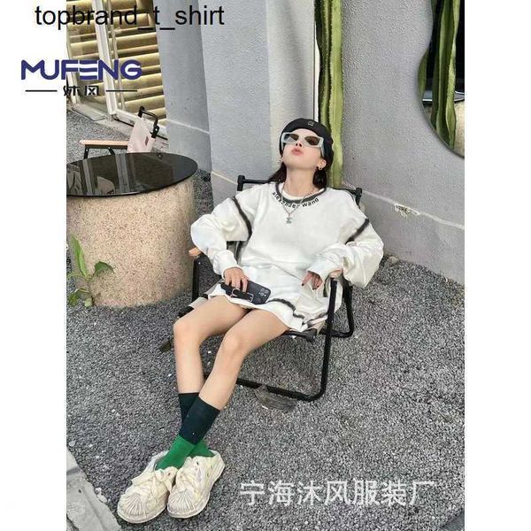 

new women's hoodies designer alexanders sweatshirts inkjet wash collar letter crew neck wangs sweatshirt hoodie, Black