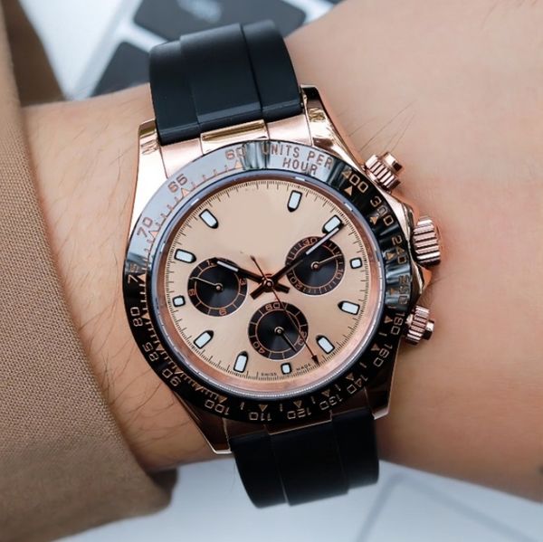

39mm men's mechanical fashion sapphire glass watch men's vk63 movement gray white black dial stainless steel polishing, Slivery;brown