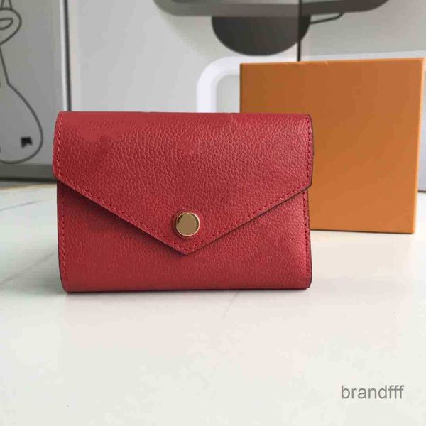

luxurywholesale embossing leather wallet for women multicolor designer short card holder purse classic zipper pocket victorine, Red;black