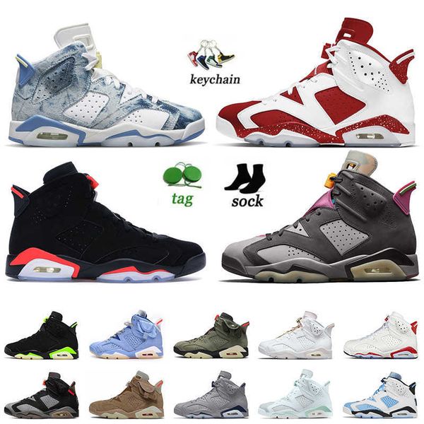 

6s basketball shoes mens womens jumpman 6 sneakers with socks unc midnight navy white red oreo denim electric green off hare