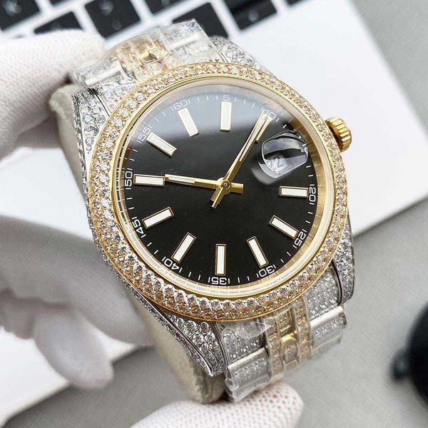 

other watches wristwatches diamond watch mens automatic mechanical watch sapphire 41mm strap diamond-studded steel women wristwatch montre d, Slivery;black