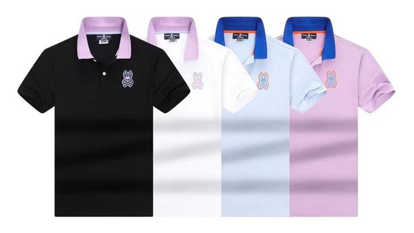 

men's skull rabbit polo shirt short sleeve cartoon embroidery collar solid fashion brand simple m-xxxl #08, White;black