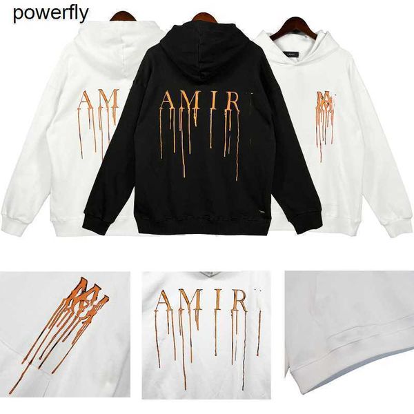 

men's hoodies designer sweatshirts amirs winter street flow paint letters loose men's women's fashion hoodie, Black