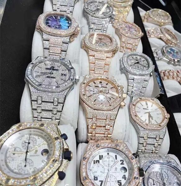 

other watches wristwatches d62 luxury mens watch 4130 movement watch for men 3255 montre de luxe mosang stone iced vvs1 gia watch diamond wa, Slivery;black