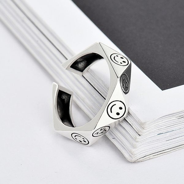 

jewelry cluster rings nail ring designer mens womens love smiling face band korean party anniversary adjustable opening fashionable cute and, Silver
