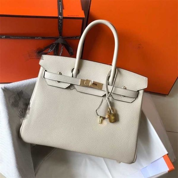 

designer birkin herme women handbags togo leather size 25 30 35 milk shake white bag gold buckle silver have logo
