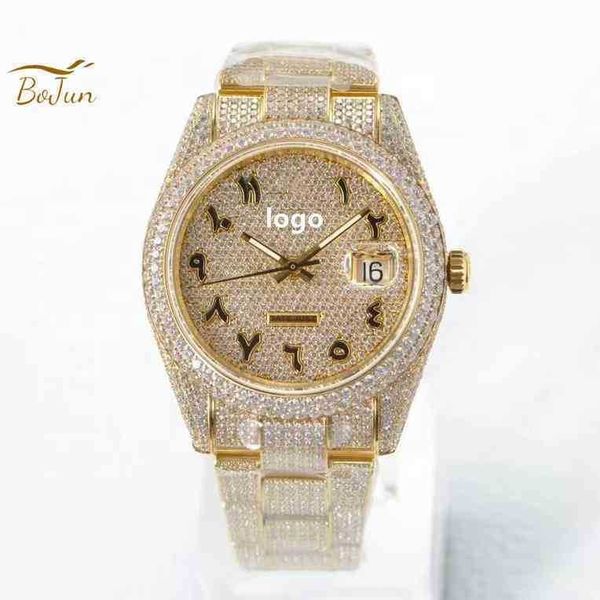 

customized diver classic inlaid ice diamond watch bv factory 904 steel size 40 mm eta 2824 movement starry