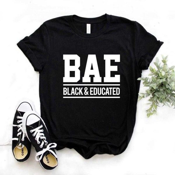 

fashion spring arrival t shirts bae black and educated print women casual funny, White