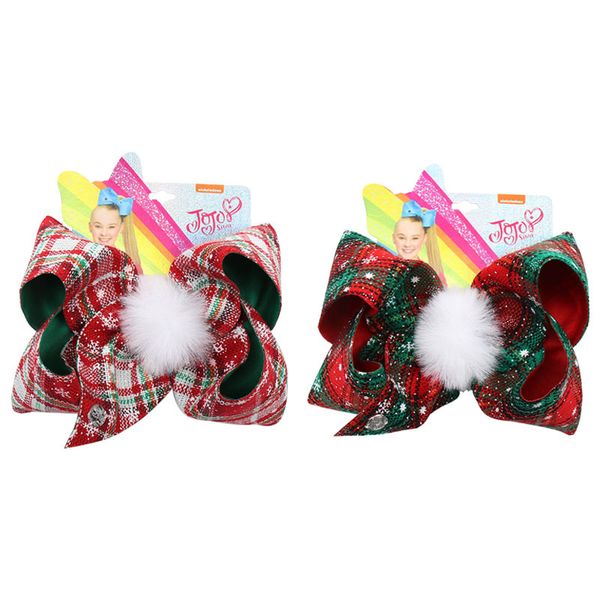 

7 inch christmas children bow hairpin fabric handmade hair accessories girls fashion headdress kids festival decoration, Slivery;white
