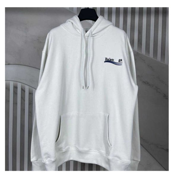 

fashion brand designer hoodies paris coke wave embroidery letter hooded sweatshirt for men and women white balanciagas, Black