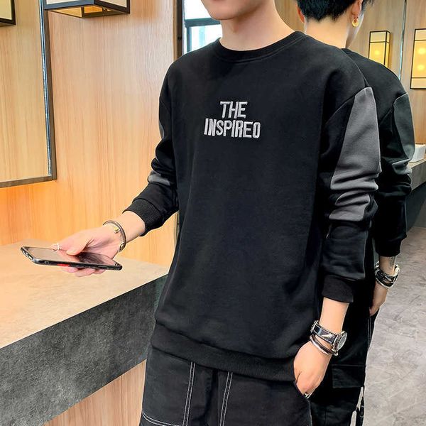 

men's fashion clothes in autumn 2022 new spring and round neck loose long sleeve brand clothes, Black