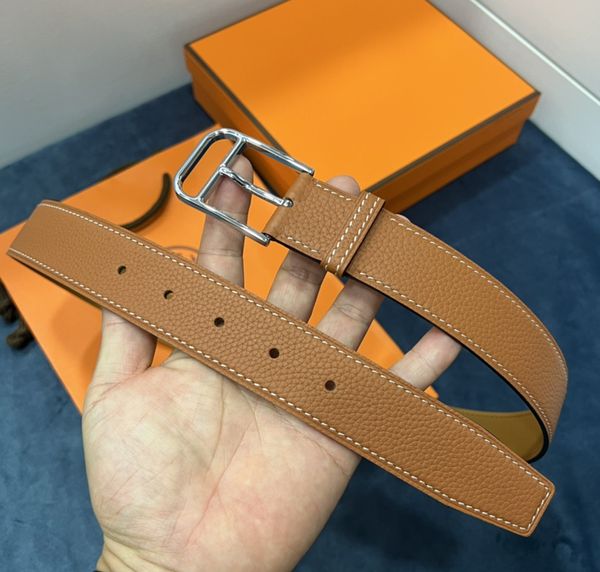 

designer belts men cowhide genuine leather belt pin buckle strap for women jeans business smooth waistband with box 005, Black;brown