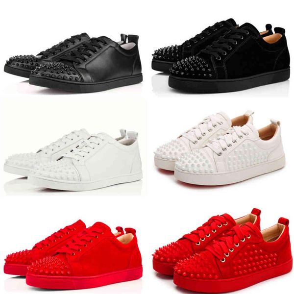 

low cut spiked men shoes women sneakers with box luxurys ers christians red-bottoms casual shoe genuine leather rubber platform ts7pyemianb, Black