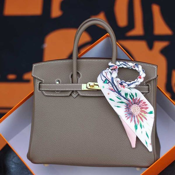 

aher max designer bag herme first layer leather fashion hand sewn elephant grey with wax thread togo cowhide bk25 30cm portable leather wome