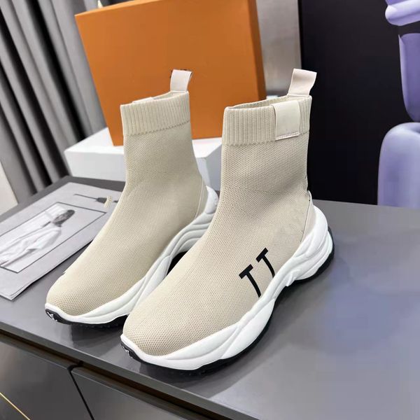 

fashion boots louiseity casual women luxury design winter warm heel snow leather thick soled sock boots viutonity 01-0011, Black