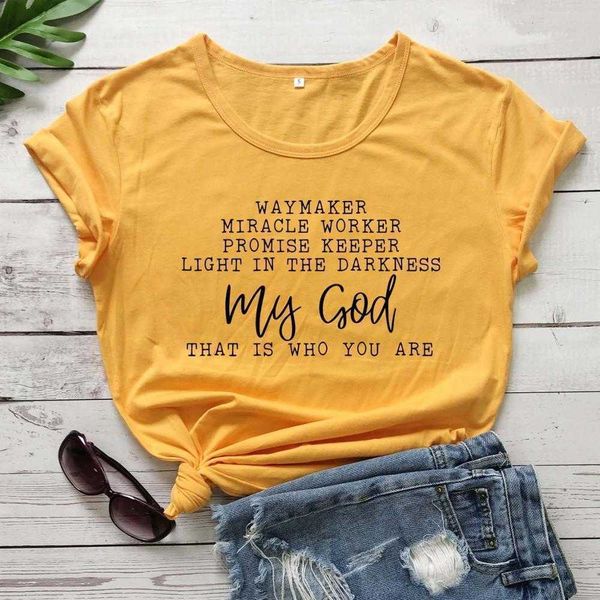 

christian waymaker yellow women tee fashion pure casual quote slogan grunge, White