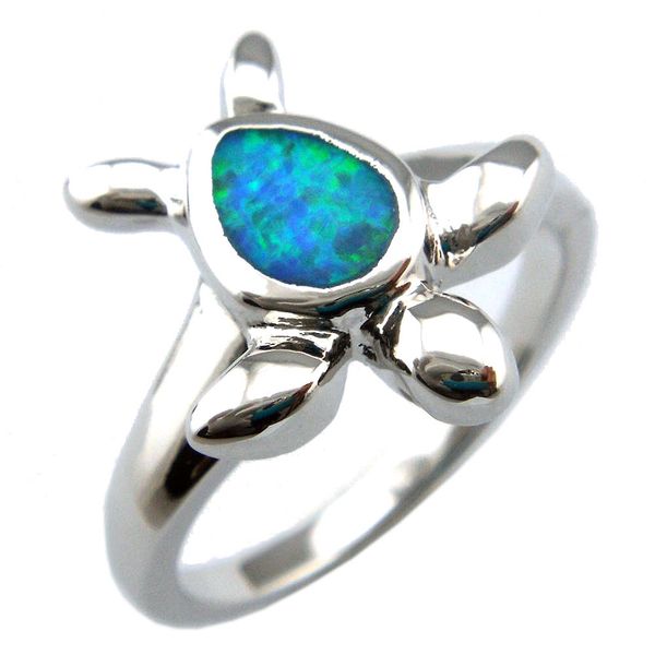 

fashion blue opal ring; turtle design sea animal jewelry cute turtle ring, Golden;silver