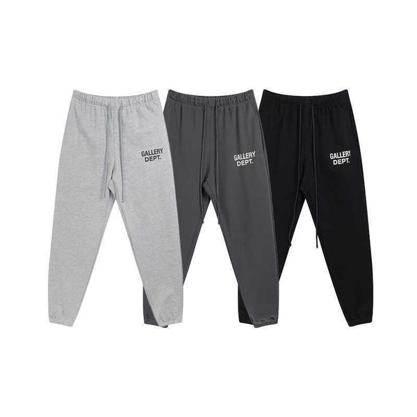 

pants hip hop galleryes designer dept letter printed drawstring cotton terry, Black