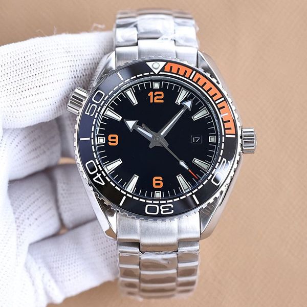 

fashion watches for men automatic mechanical movement 43.5mm ceramic case ocean wristwatch steel strap life waterproof design business mens, Slivery;brown