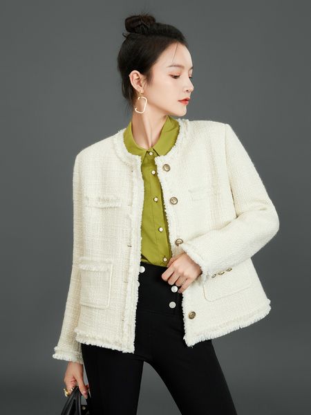 

chan new women's brand jacket designer fashion grade autumn winter classic large size logo tweed coat overcoat leisure spring coats car, Black;brown