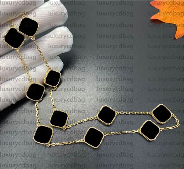 

45cm - classic 10 motifs pendant necklaces agate four leaf clover necklace ten flowers pendant mother-of-pearl for women girl valentine&#039, Silver